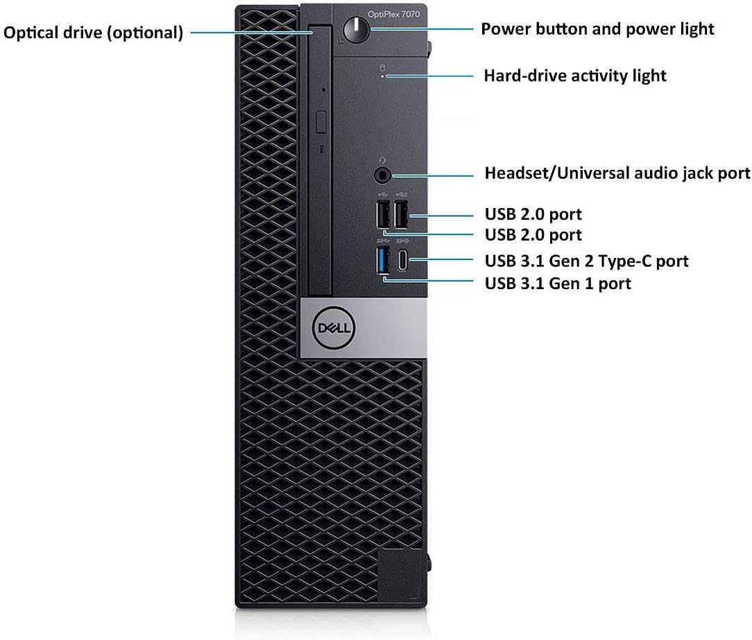 Dell Optiplex 7070 SFF Core i5-9500 - 256GB SSD Hard Drive - 8GB RAM | 6 cores @ 4.4 GHz Win 10 Home Black (Renewed)