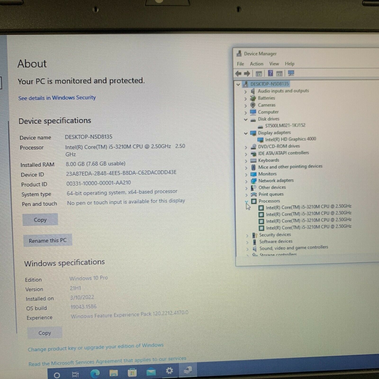 Lenovo ThinkPad T430 i5-3210M 2.50GHz 8GB RAM 500GB HDD Intel HD 4000 Win 10 Pro