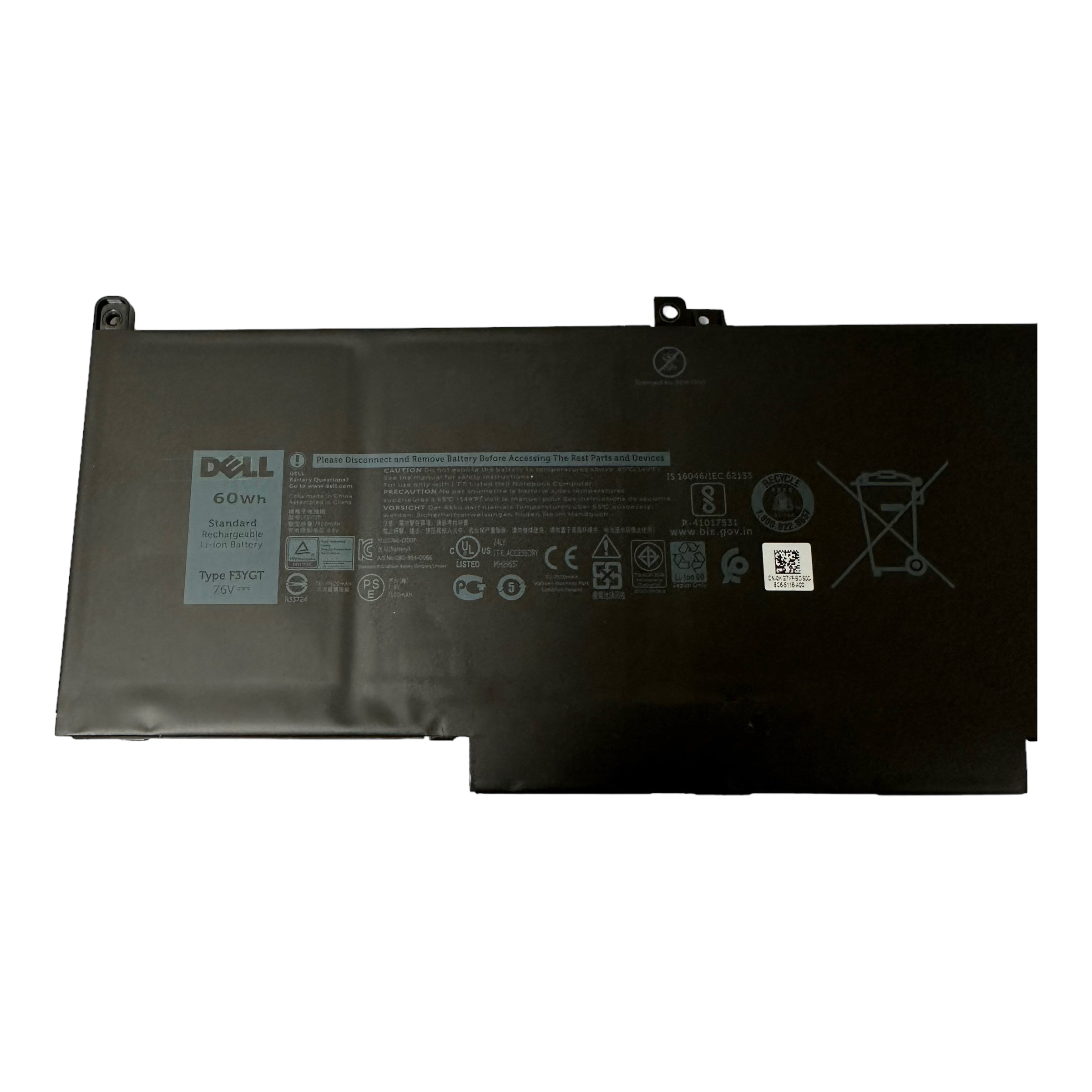 100% GENUINE Dell Latitude 7280 7480 7.6V 60Whr 4-Cell Battery F3YGT