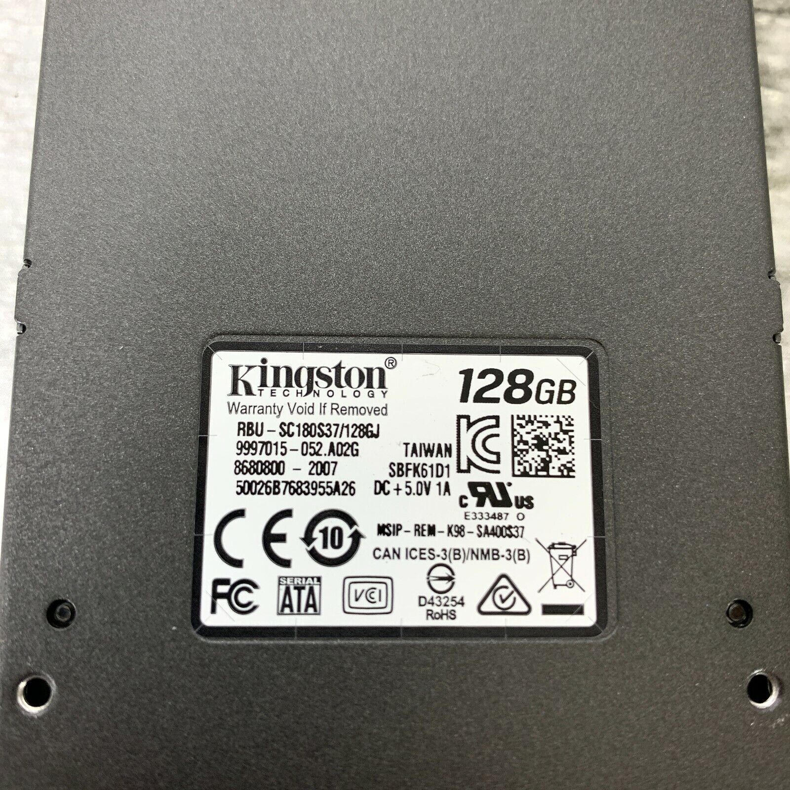 Lot Of 5 Kingston Technology 128GB 2.5" SATA III Internal SSD RBU-SC180S37/128GJ