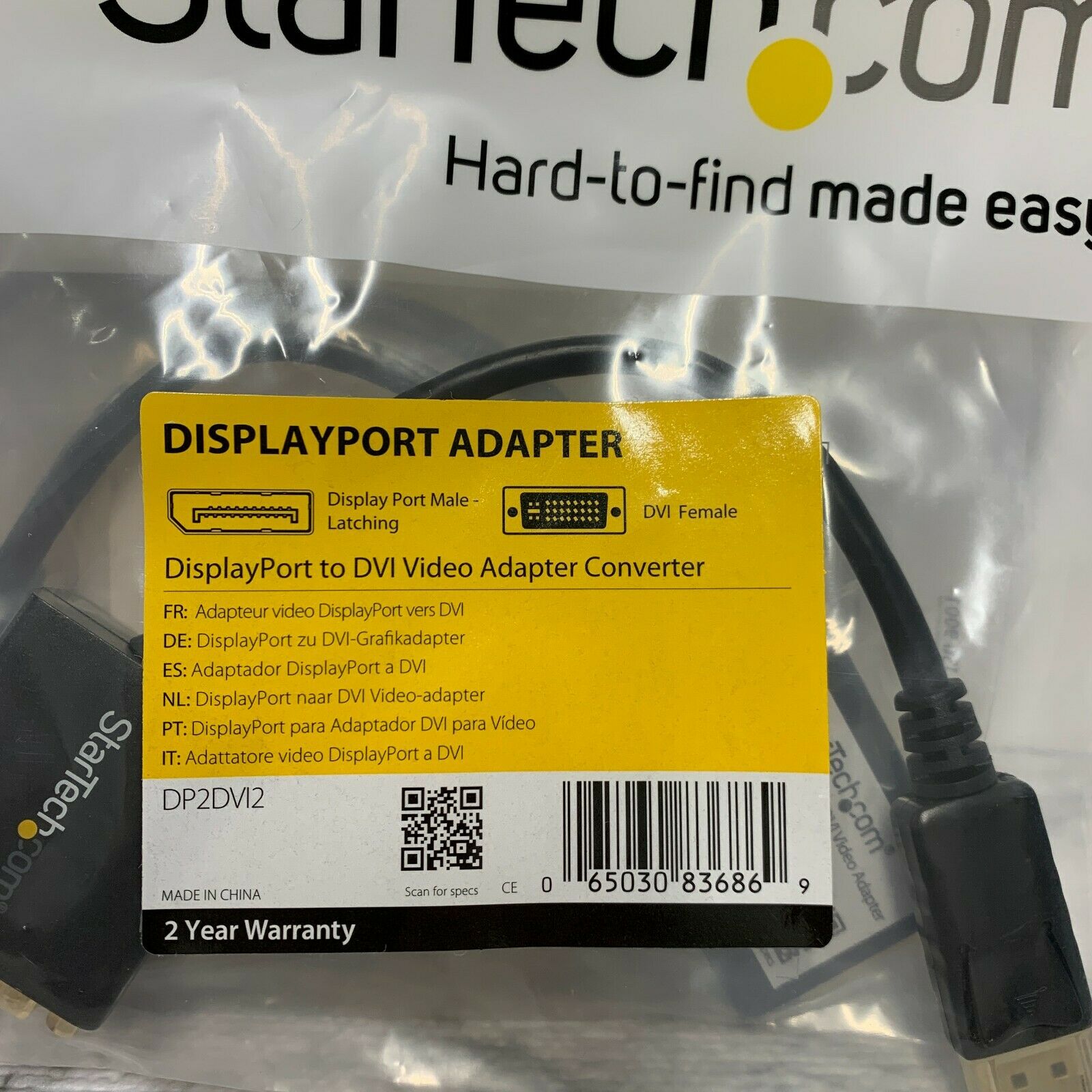 Lot Of 5 Startech.com Display Port To DVI-D Adapter Video Converter DP2DVI2 