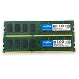 Lot Of 2 Crucial 4GB PC3L-12800 DDR3L-1600 CT51264BD160B.C16FKD 1.35V Memory