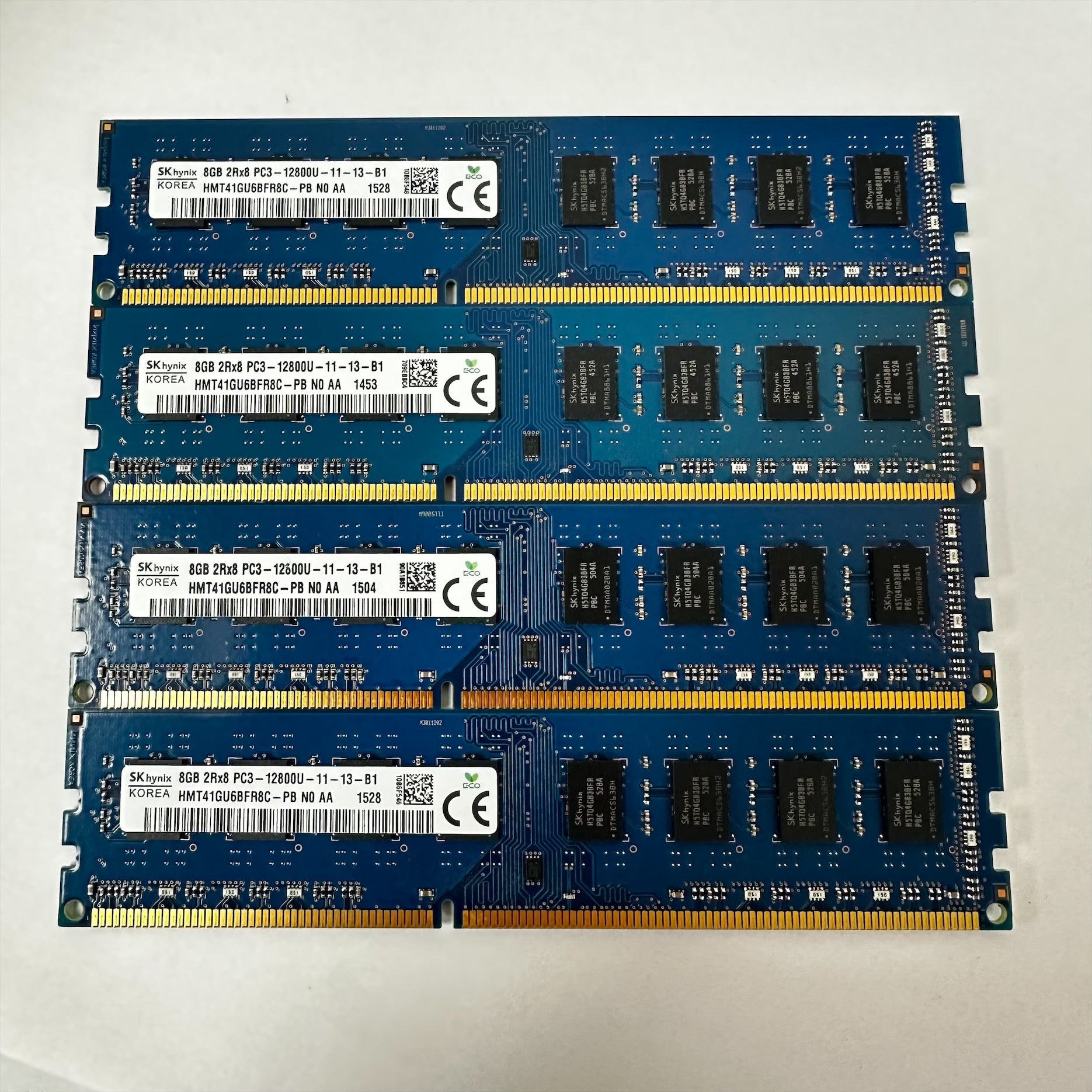 Lot of 4pc Sk Hynix 32GB(4 x 8GB) PC3-12800U DDR3 Desktop Memory HMT41GU6BFR8C